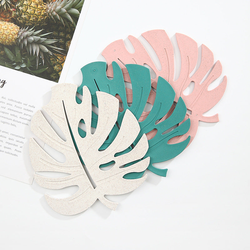 Wheat Straw Leaf-Shaped Kitchen Mat