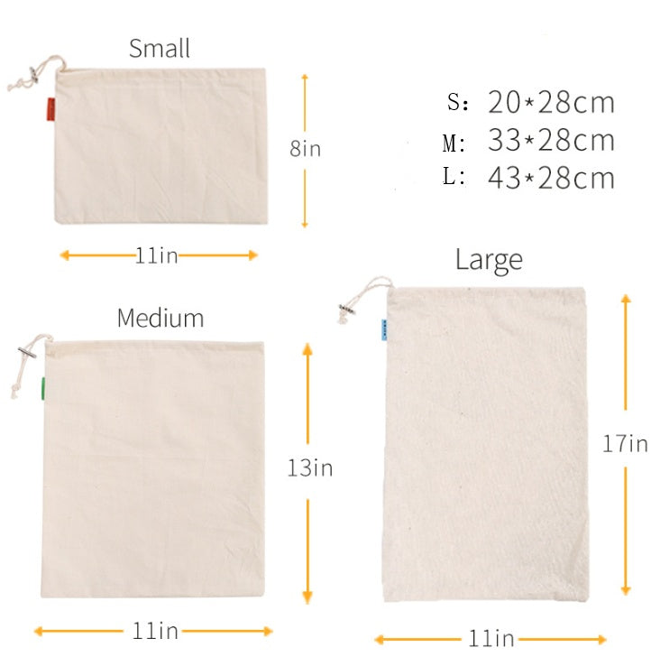 Multi-Purpose Cotton Drawstring Bag - Food Storage