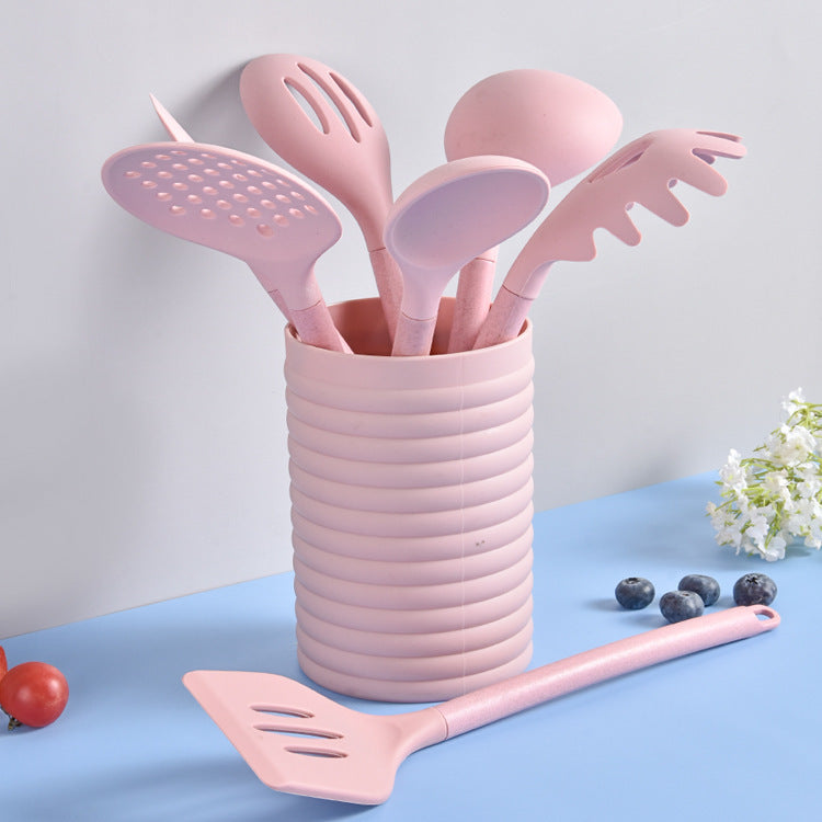 Silicone & Wheat Straw 8-Piece Kitchen Utensils Set