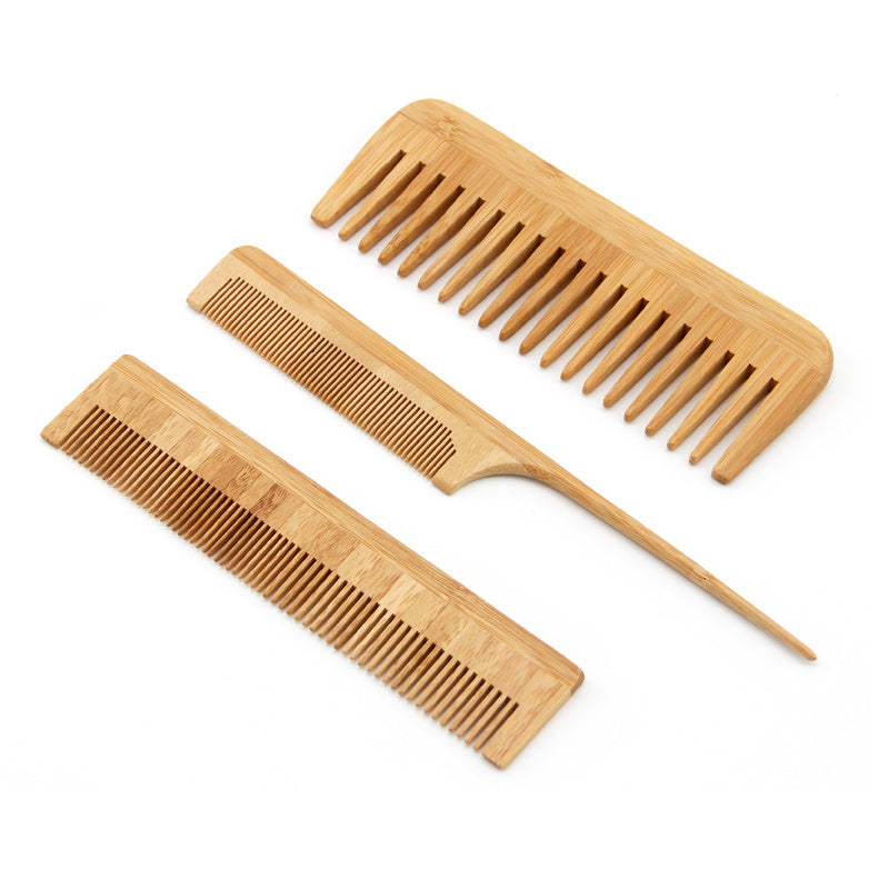 Bamboo Comb Set – Wide, Fine, and Tail Comb