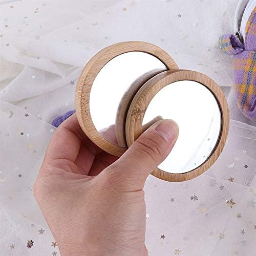 Bamboo Round Travel Makeup Mirror