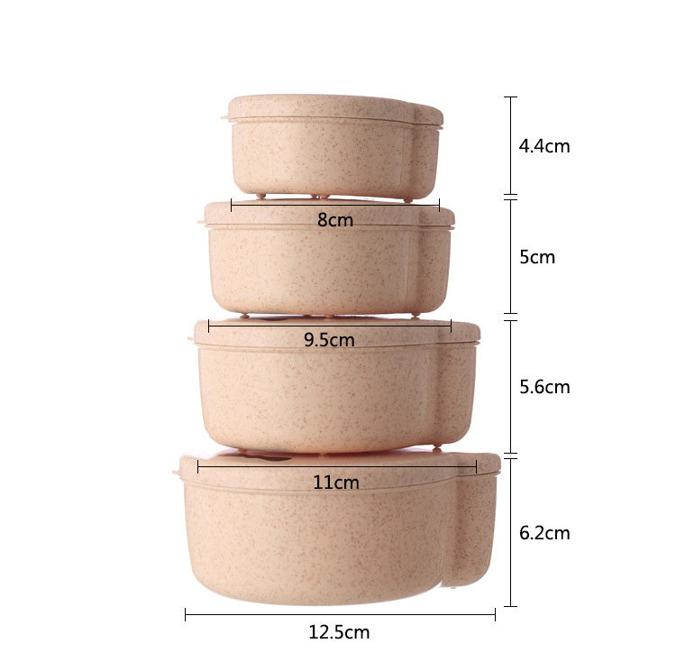 Wheat Straw Cartoon Bento Lunch Box Set for Kids - 4-Piece