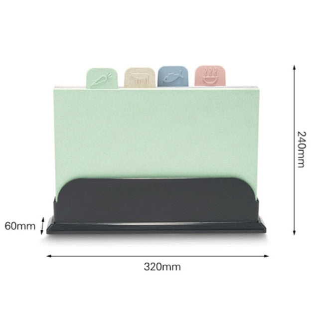 Cutting Board Set with Stand - Wheat Straw 4-Piece