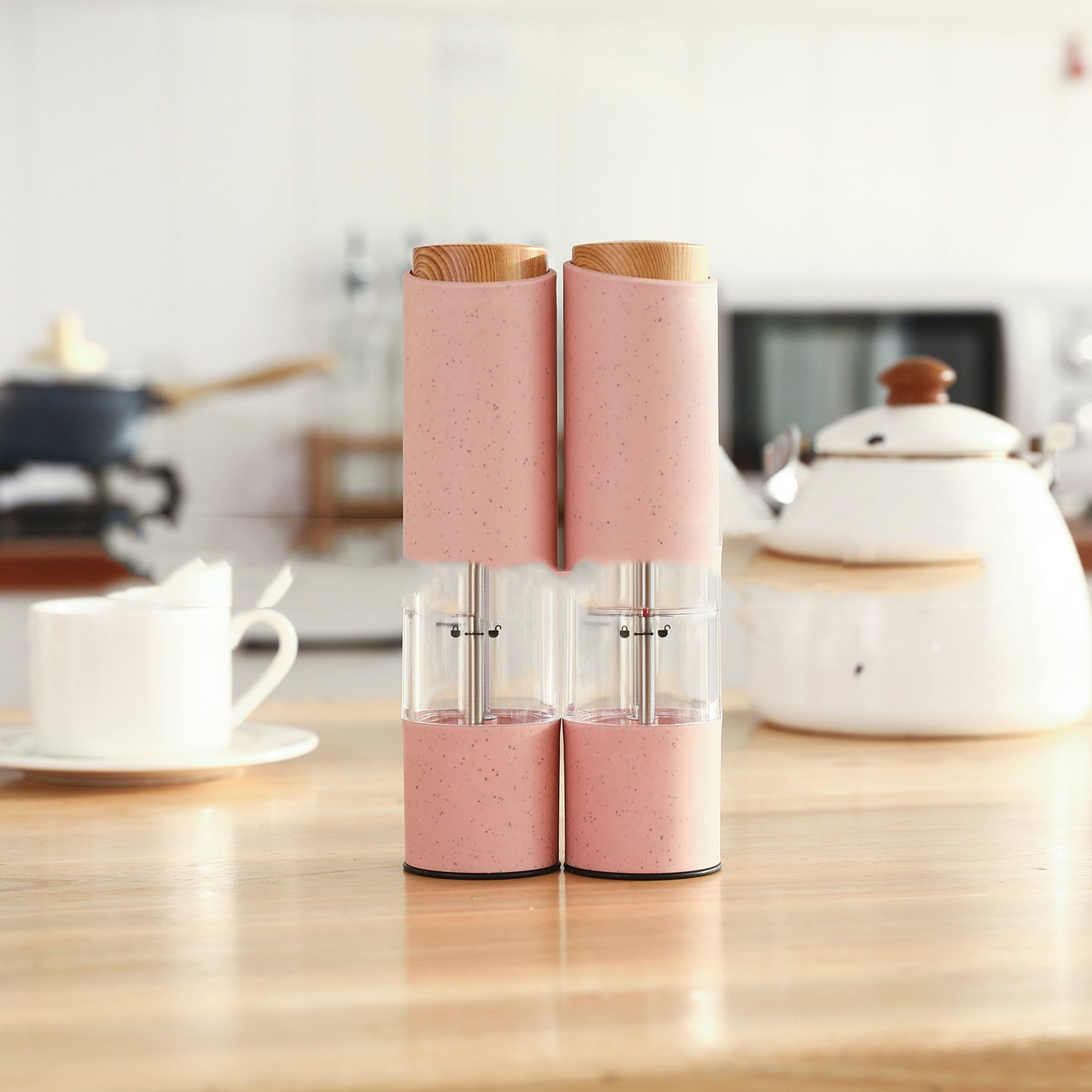 Wheat Straw Salt & Pepper Grinder Set - Electric Spice Mill