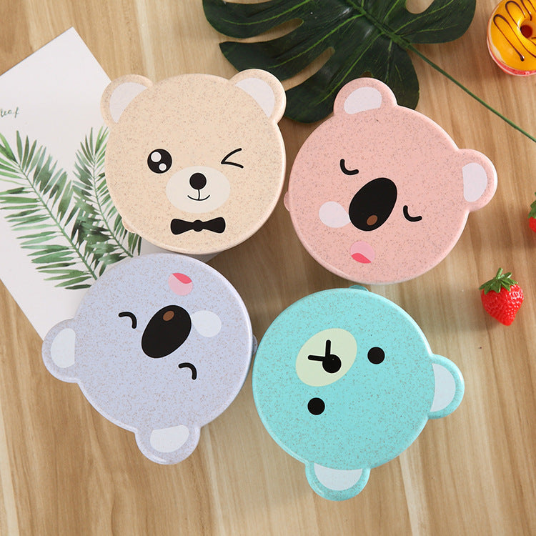 Wheat Straw Cartoon Bento Lunch Box Set for Kids - 4-Piece