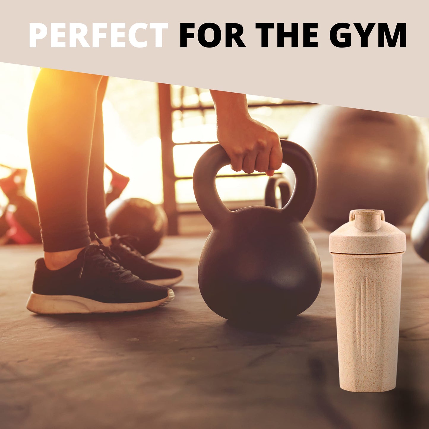Wheat Straw Shaker Bottle with Mixer Ball (600 ml)