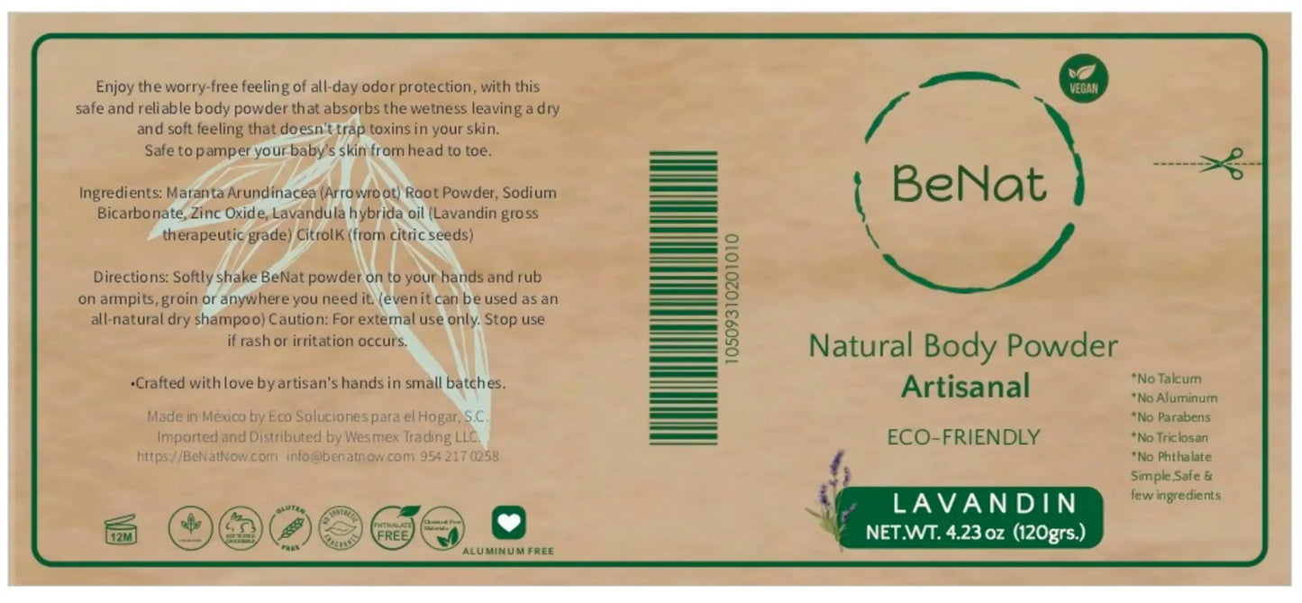 BeNat Body Powder Label Details