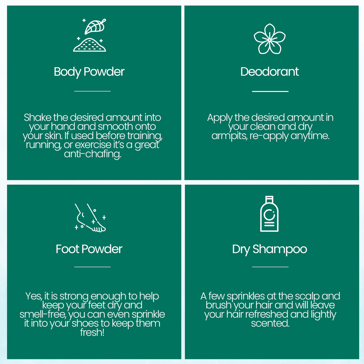 BeNat Body Powder Useage