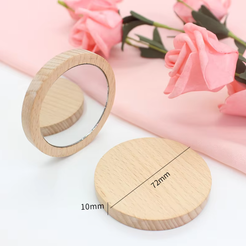 Bamboo Round Travel Makeup Mirror