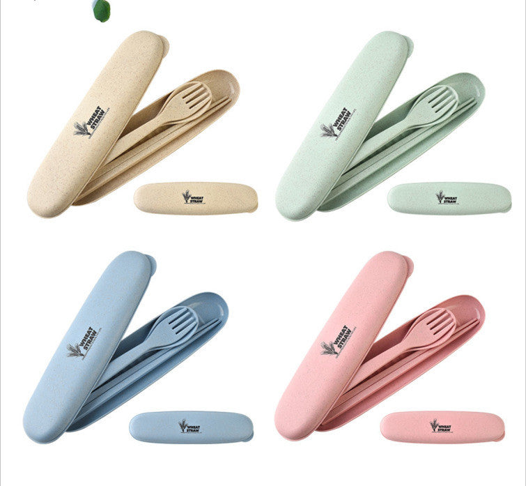 Eco-Friendly Wheat Straw Portable Cutlery Set - 4-Piece