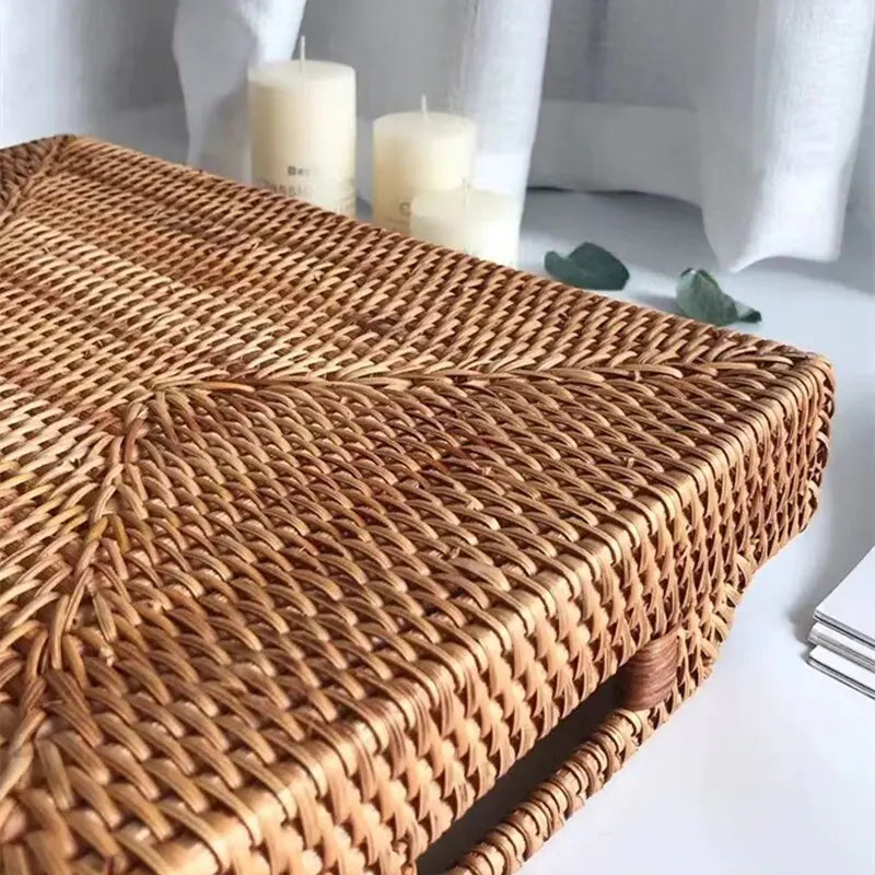 Rattan Rectangular Serving Tray – Handmade Set of 3
