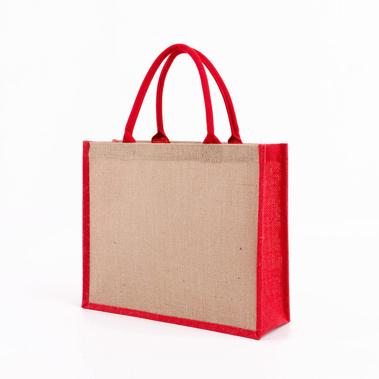 Retro Color Jute Tote Bag - Eco-Friendly Handbag