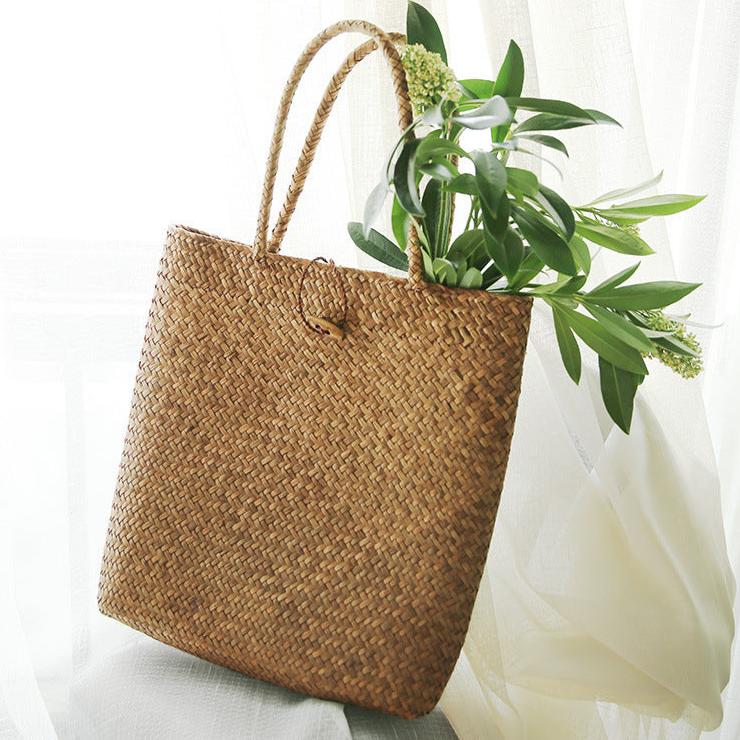 Straw Hand-Woven Beach Tote