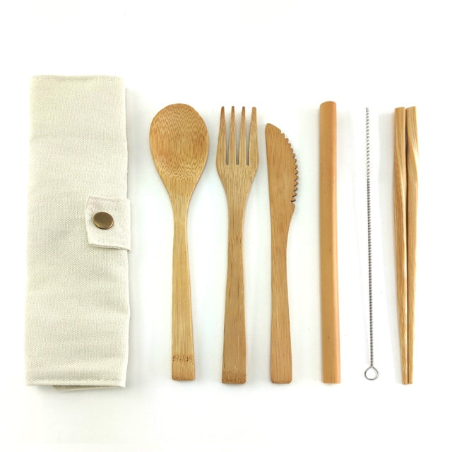 Bamboo 6-Piece Cutlery Travel Set