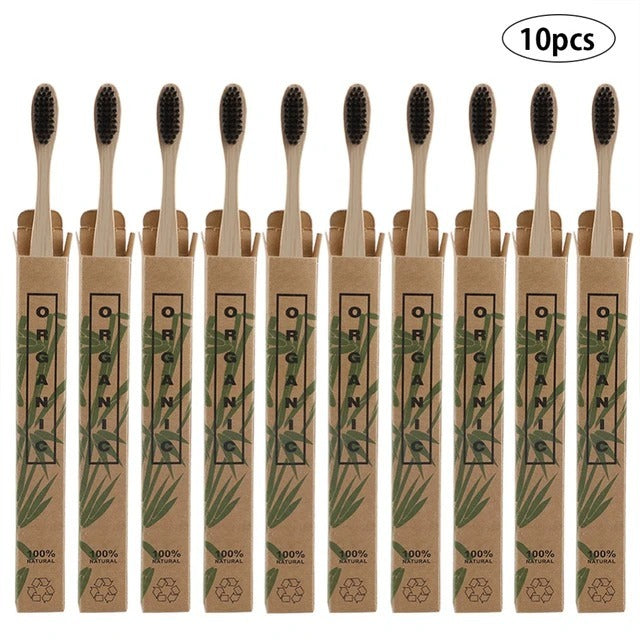 Eco-Friendly Bamboo Toothbrush – 10-Pack