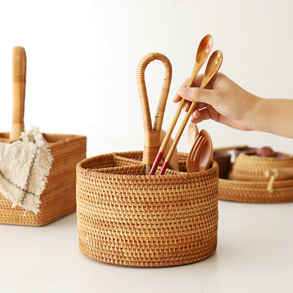 Rattan Hand-Woven Storage Basket with Handle