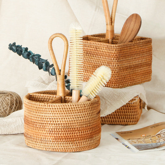 Rattan Hand-Woven Storage Basket with Handle