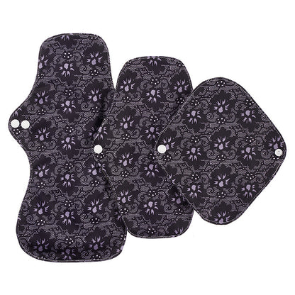 Reusable Bamboo Charcoal Menstrual Pads - 3-Pack