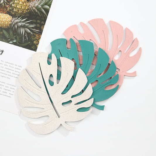 Wheat Straw Leaf-Shaped Kitchen Mat