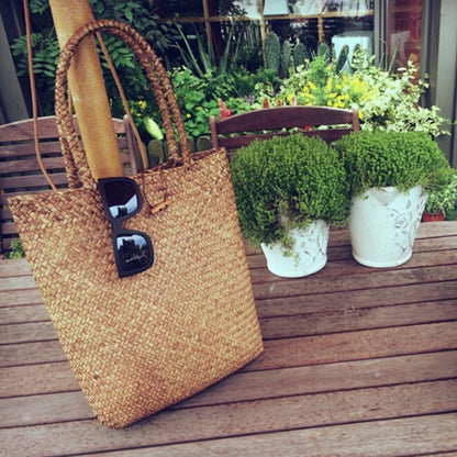 Straw Hand-Woven Beach Tote