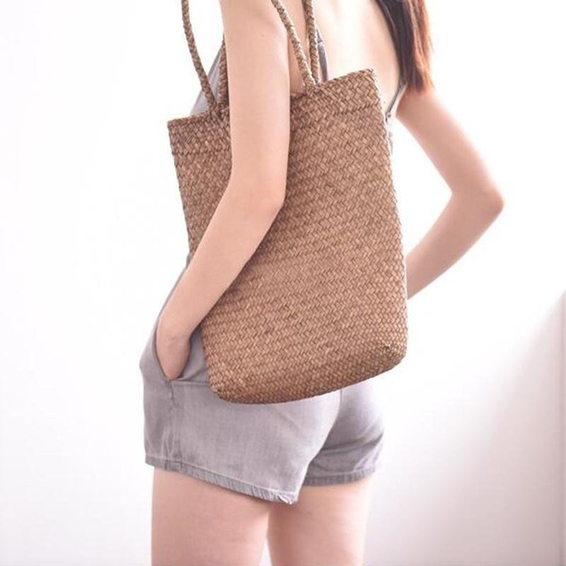 Straw Hand-Woven Beach Tote