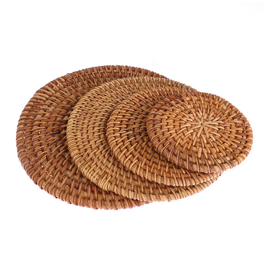 Handcrafted Rattan Coaster Set – Heat Resistant and Stylish