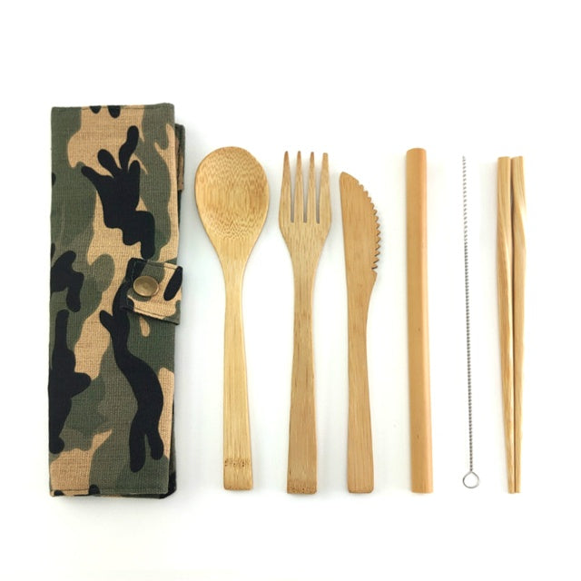 Bamboo 6-Piece Cutlery Travel Set