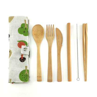 Bamboo 6-Piece Cutlery Travel Set