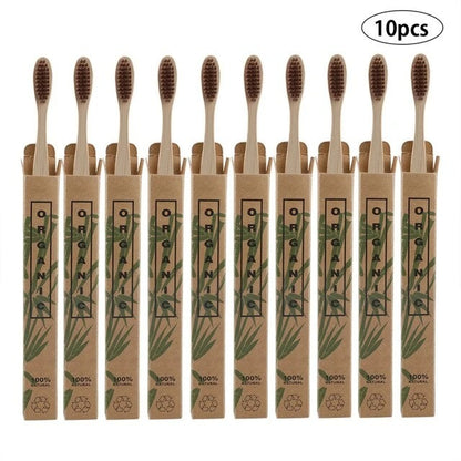 Eco-Friendly Bamboo Toothbrush – 10-Pack