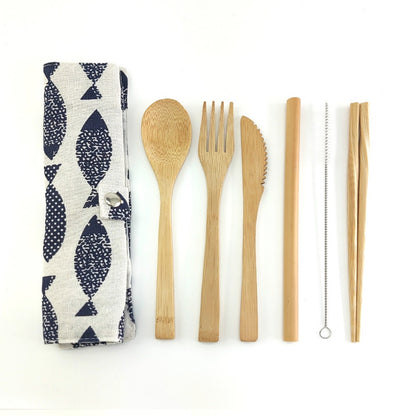 Bamboo 6-Piece Cutlery Travel Set