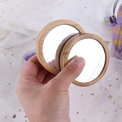 Bamboo Round Travel  Makeup Mirror