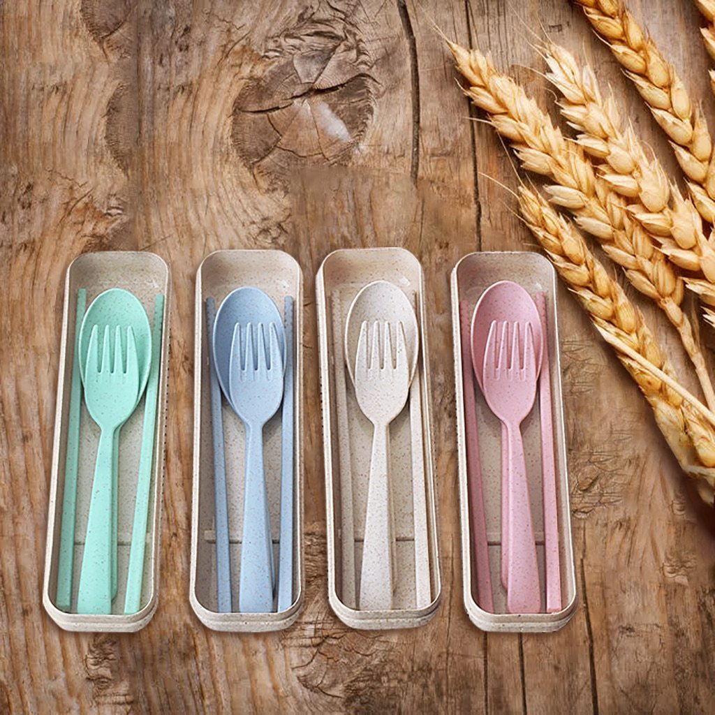 Wheat Straw Cutlery Set – 4-Piece Eco-Friendly Utensils