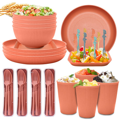 Vibrant Wheat Straw Dinnerware Set - 48-Piece