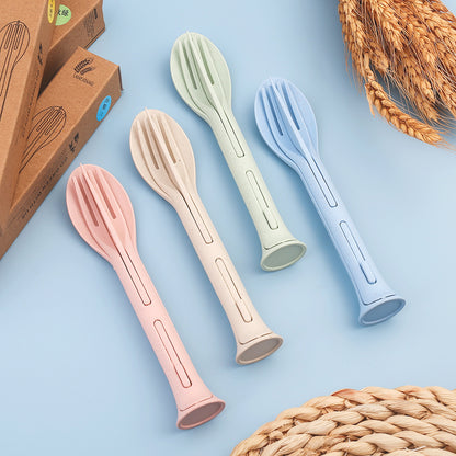 Nordic Wheat Straw 3-in-1  Portable Cutlery Set