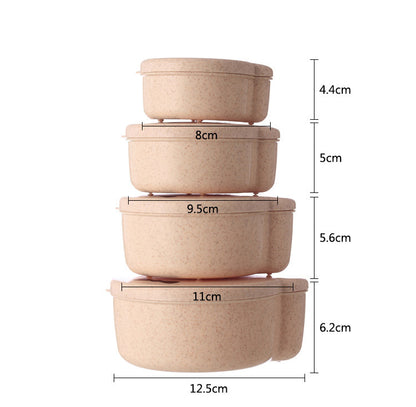 Wheat Straw Cartoon Bento Lunch Box Set for Kids - 4-Piece