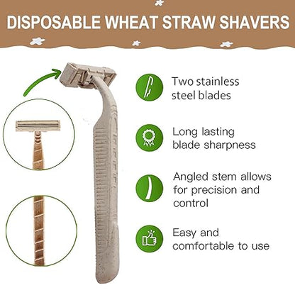 Twin Blade Disposable Razor - Biodegradable Wheat Straw