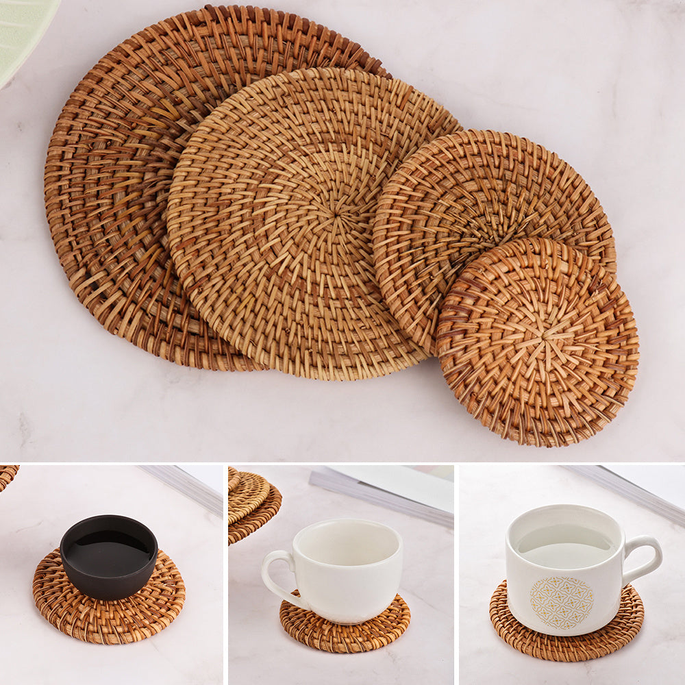 Handcrafted Rattan Coaster Set – Heat Resistant and Stylish