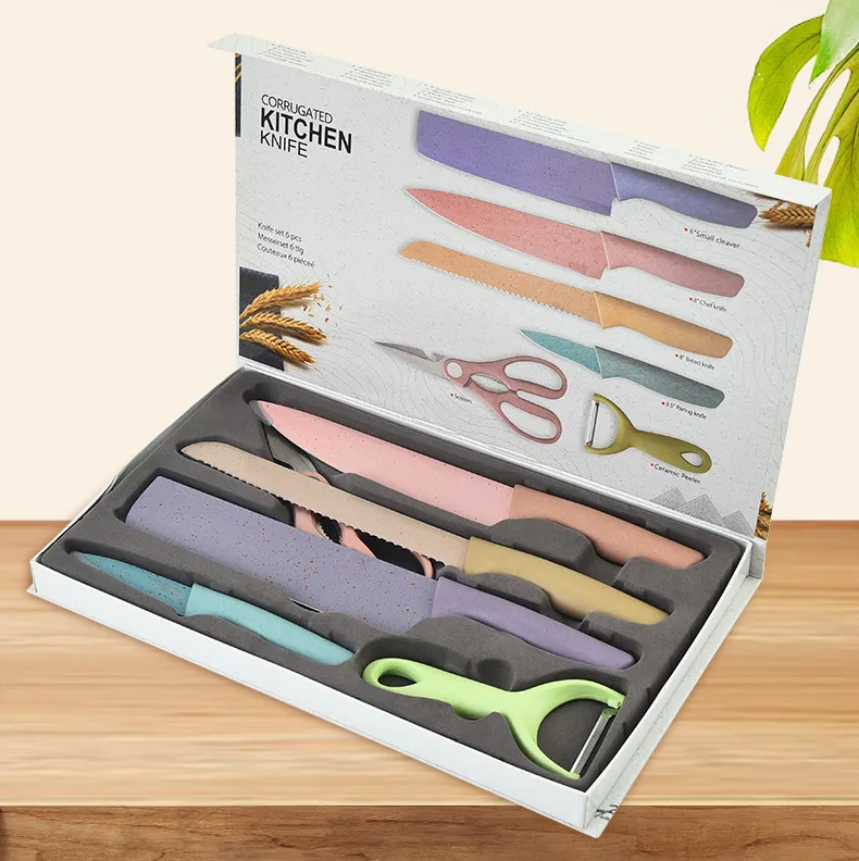 Stainless Steel & Wheat Straw 6-Piece Kitchen Knife Set