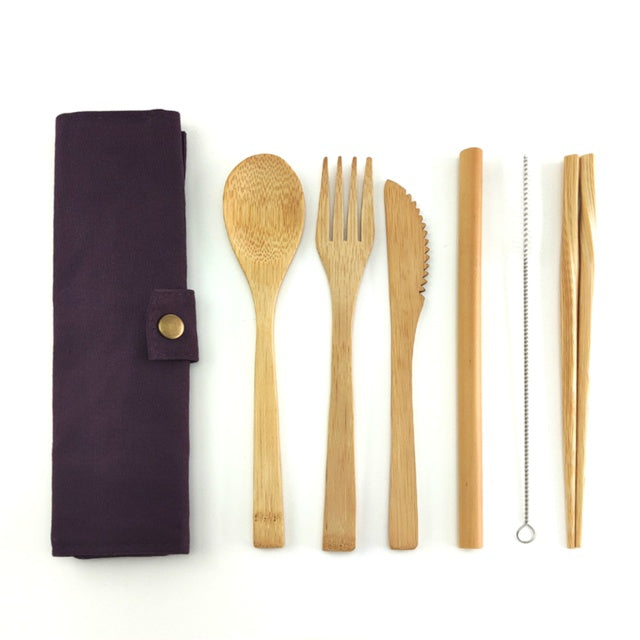 Bamboo 6-Piece Cutlery Travel Set