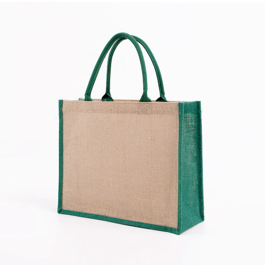 Retro Color Jute Tote Bag - Eco-Friendly Handbag