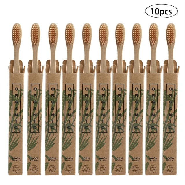 Eco-Friendly Bamboo Toothbrush – 10-Pack