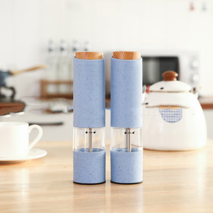 Wheat Straw Salt & Pepper Grinder Set - Electric Spice Mill