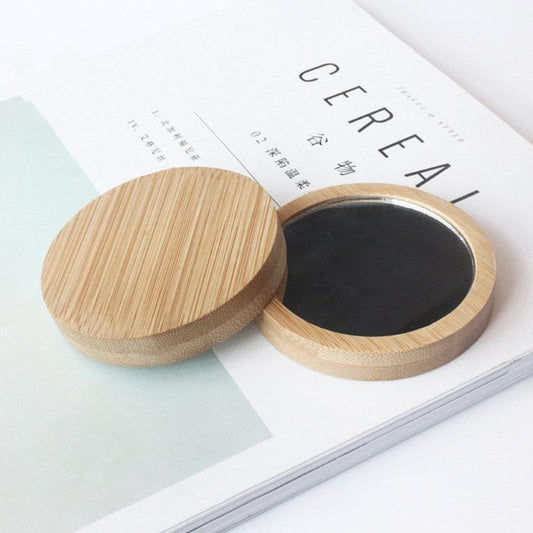 Bamboo Round Travel  Makeup Mirror