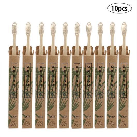 Eco-Friendly Bamboo Toothbrush – 10-Pack