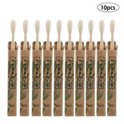 Eco-Friendly Bamboo Toothbrush – 10-Pack