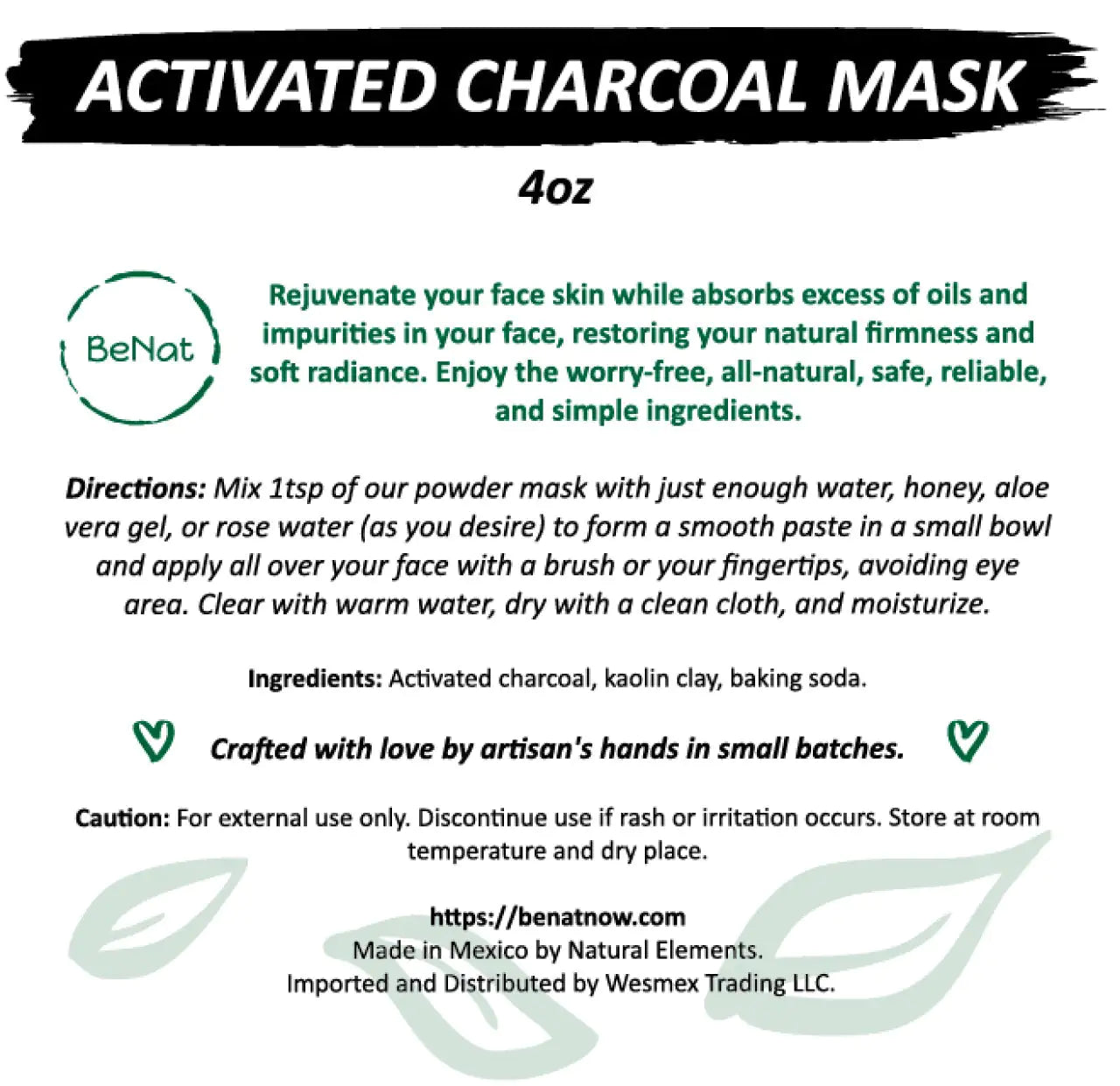 Activated Charcoal Face Mask - Detox, Cleanse, and Exfoliate- USA Only