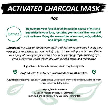 Activated Charcoal Face Mask - Detox, Cleanse, and Exfoliate- USA Only