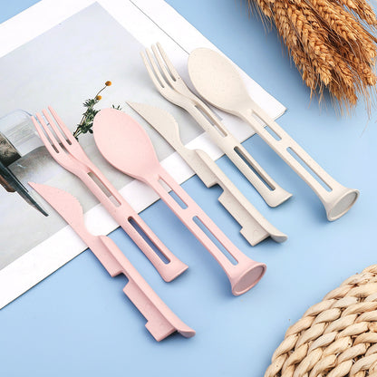 Nordic Wheat Straw 3-in-1  Portable Cutlery Set