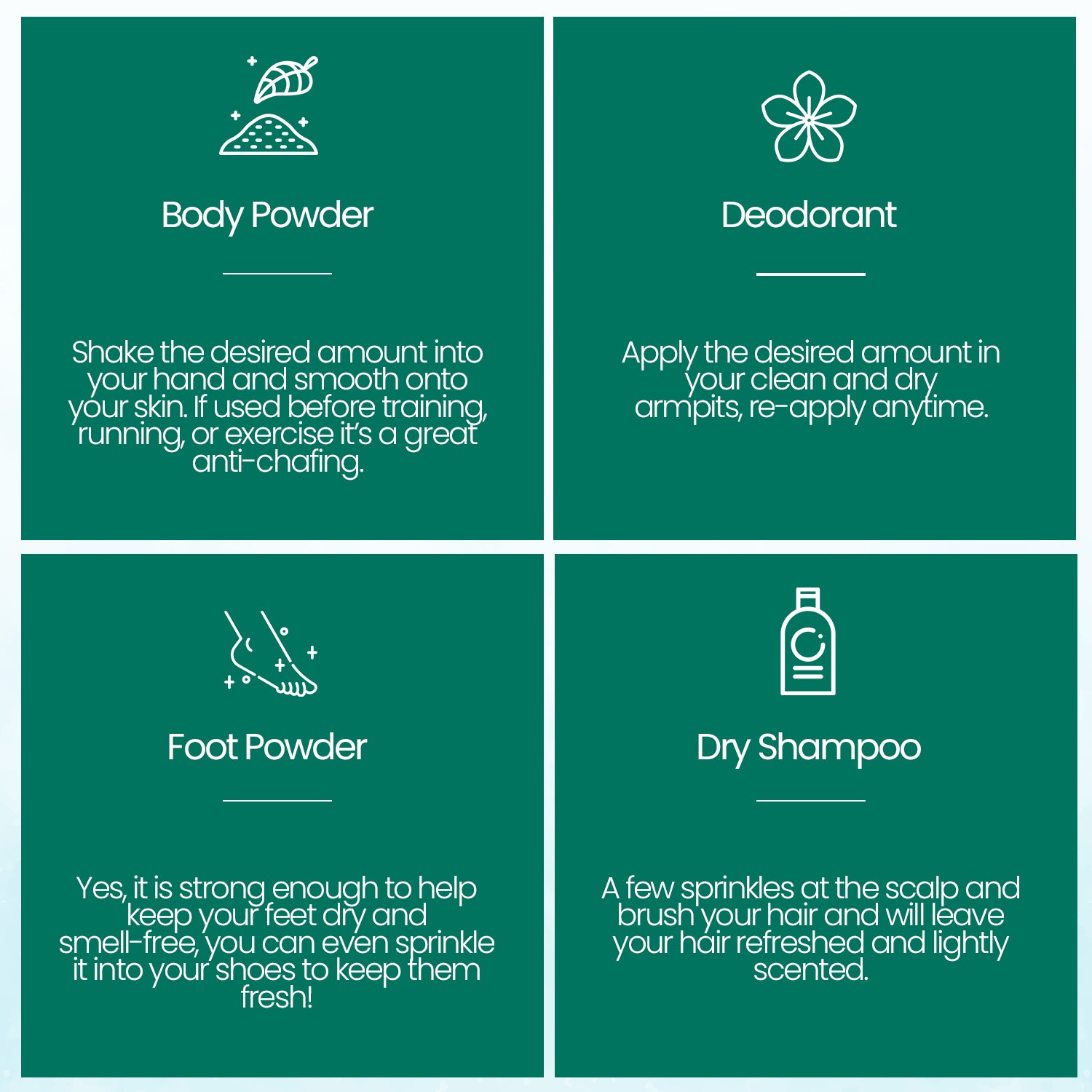 BeNat Body Powder Useage
