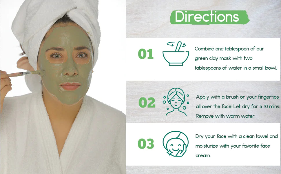 BeNat Green Clay Face Mask directions